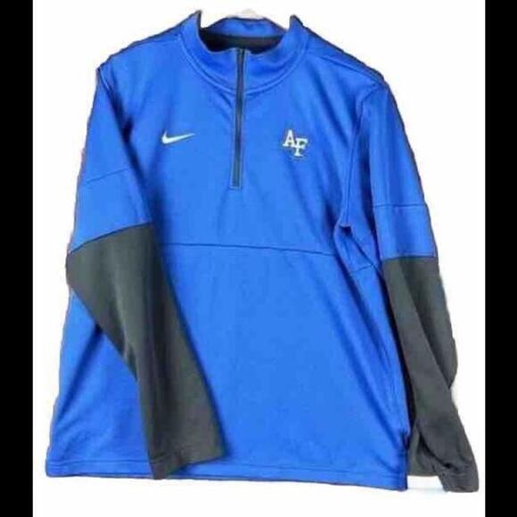 Nike Dri Fit Men’s Size Medium Blue 1/4 Zip Air Force Long Sleeve Pullover Shirt - Picture 1 of 10